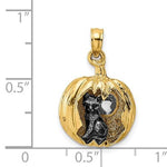 Φόρτωση εικόνας στο εργαλείο προβολής Συλλογής, 14k Yellow Gold Pumpkin Halloween Jack O Lantern Cat Pendant Charm
