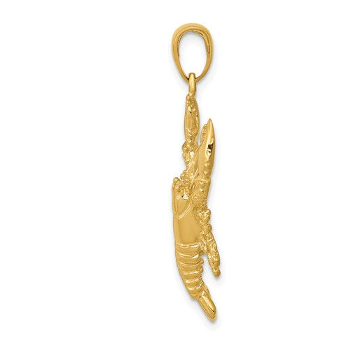 14k Yellow Gold Lobster 3D Pendant Charm