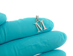 Load image into Gallery viewer, 14K White Gold Uppercase Initial Letter M Block Alphabet Pendant Charm
