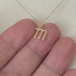 Load and play video in Gallery viewer, 14K Yellow Gold Lowercase Initial Letter M Script Cursive Alphabet Pendant Charm
