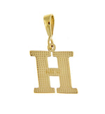 Cargar imagen en el visor de la galería, 14K Yellow Gold Uppercase Initial Letter H Block Alphabet Pendant Charm
