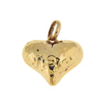 將圖片載入圖庫檢視器 14K Yellow Gold Puffy Hammered Heart 3D Hollow Pendant Charm
