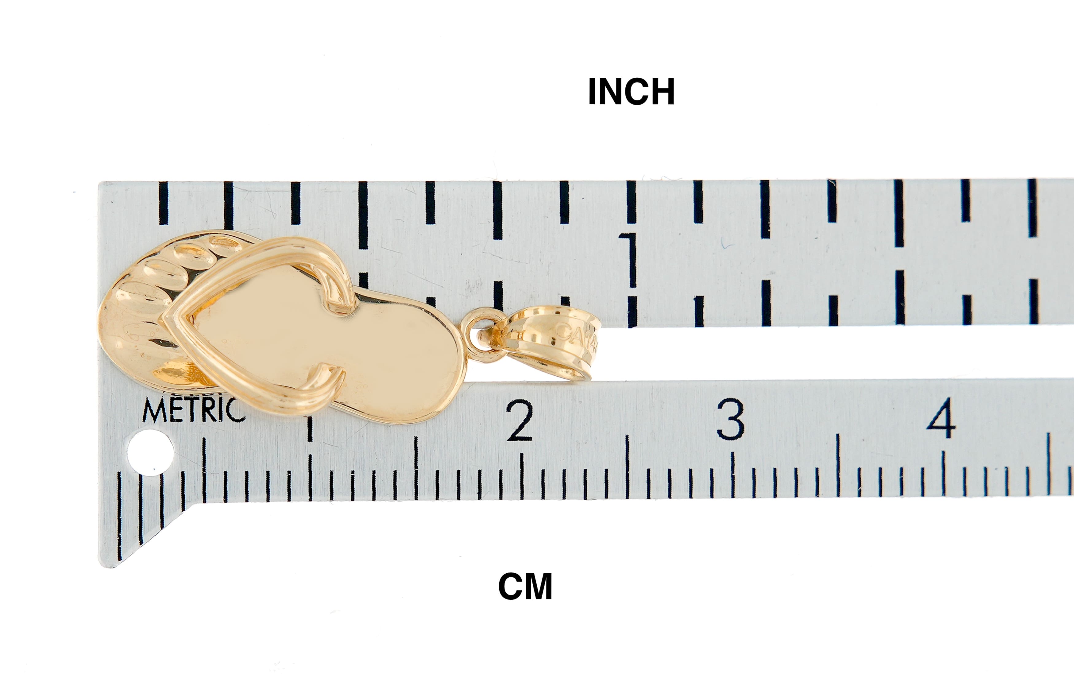 14k Yellow Gold Flip Flop Slipper Sandal 3D Pendant Charm