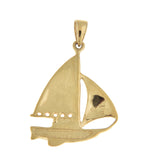Afbeelding in Gallery-weergave laden, 14k Yellow Gold Enamel Blue White Sailboat Pendant Charm
