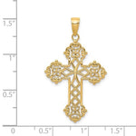 Afbeelding in Gallery-weergave laden, 14k Yellow Gold Cross Lacey Pendant Charm - [cklinternational]
