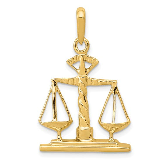 14k Yellow Gold Scales of Justice Open Back Pendant Charm