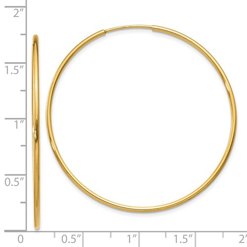 14K Yellow Gold 41mm x 1.5mm Endless Round Hoop Earrings