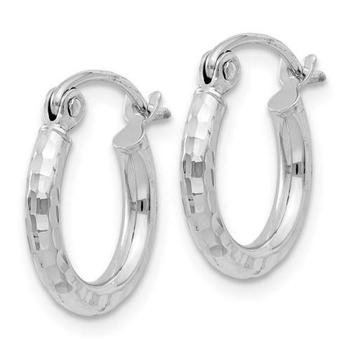 Sterling Silver Diamond Cut Classic Round Hoop Earrings 12mm x 2mm