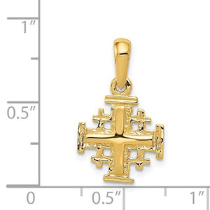14k Yellow Gold Jerusalem Cross Small Pendant Charm