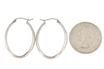Kép betöltése a galériamegjelenítőbe: 14k White Gold Classic Oval Hoop Earrings
