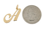 Charger l&#39;image dans la galerie, 14K Yellow Gold Initial Letter A Cursive Script Alphabet Pendant Charm
