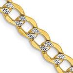 Kép betöltése a galériamegjelenítőbe: 14K Yellow Gold with Rhodium 5.2mm Pavé Curb Bracelet Anklet Choker Necklace Pendant Chain with Lobster Clasp
