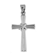 Indlæs billede til gallerivisning 14k White Gold Cross Crucifix Reversible Hollow Pendant Charm
