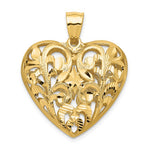 이미지를 갤러리 뷰어에 로드 , 14k Yellow Gold Puffy Heart Cage 3D Hollow Pendant Charm
