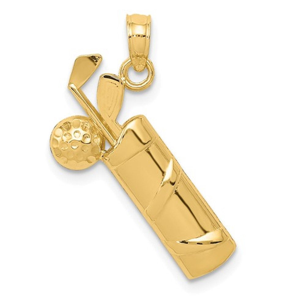 14k yellow gold golf clubs bag golfing pendant charm
