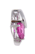 Lataa kuva Galleria-katseluun, 14k White Gold Lab Created Pink Sapphire with Genuine Diamond Chain Slide Pendant Charm
