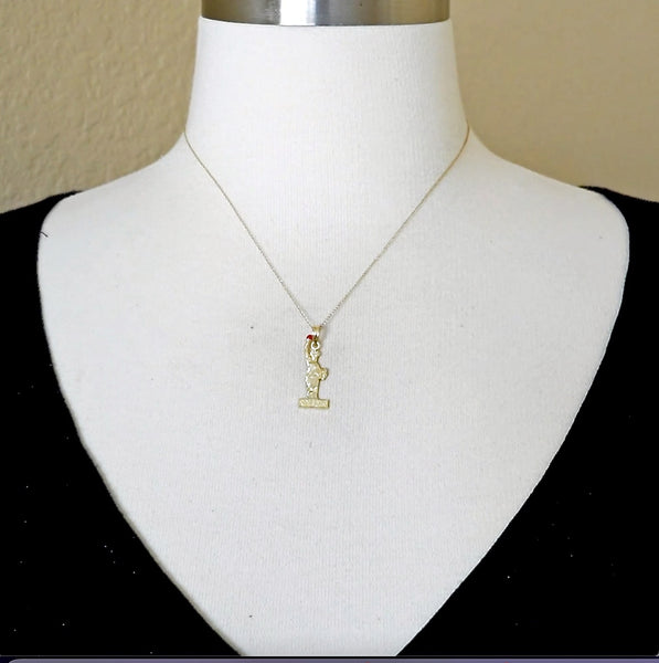 Load image into Gallery viewer, 14k yellow gold enamel new york statue liberty pendant charm