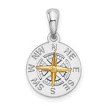 Загрузить изображение в средство просмотра галереи, Sterling Silver and 14k Yellow Gold Nautical Compass Medallion Small Pendant Charm
