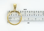 Lataa kuva Galleria-katseluun, 14K Yellow Gold Holds 20mm x 1.7mm Coins or Canadian 1/4 oz Ounce Maple Leaf Coin Holder Tab Back Frame Pendant
