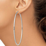 Lataa kuva Galleria-katseluun, Sterling Silver Diamond Cut Classic Round Hoop Earrings 75mm x 2mm
