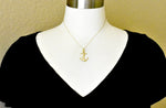Load image into Gallery viewer, 14k Yellow Gold Anchor Rope Long T Bar Shackle 3D Pendant Charm
