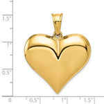 Kép betöltése a galériamegjelenítőbe: 14k Yellow Gold Large Puffed Heart Hollow 3D Pendant Charm
