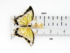 14k Yellow Gold with Enamel Yellow Butterfly Pendant Charm