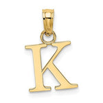 Indlæs billede til gallerivisning 14K Yellow Gold Uppercase Initial Letter K Block Alphabet Pendant Charm
