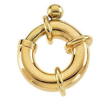 14K Yellow White Gold Large Jumbo Spring Clasp 12mm 14mm 16mm for Necklace Bracelet Chain Charm Hanger Connector Enhancer