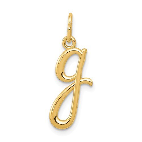 14K Yellow Gold Lowercase Initial Letter G Script Cursive Alphabet Pendant Charm