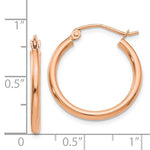Kép betöltése a galériamegjelenítőbe: 14K Rose Gold 20mm x 2mm Classic Round Hoop Earrings
