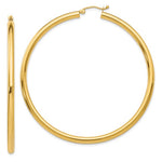 Lataa kuva Galleria-katseluun, 14K Yellow Gold 60mm x 3mm Classic Round Hoop Earrings
