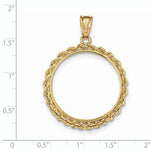 Lade das Bild in den Galerie-Viewer, 14K Yellow Gold 1/2 oz One Half Ounce American Eagle Coin Holder Prong Bezel Rope Edge Pendant Charm for 27mm x 2.2mm Coins
