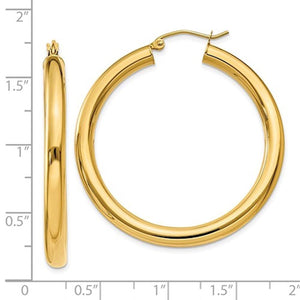 14K Yellow Gold Classic Round Hoop Earrings 40mmx4mm