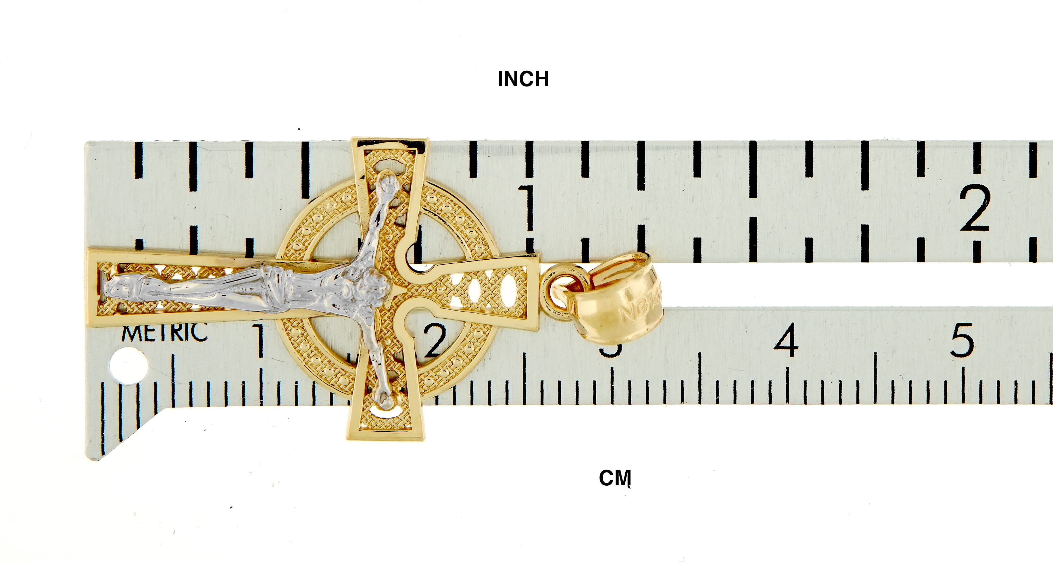 14k Gold Two Tone Iona Crucifix Cross Pendant Charm