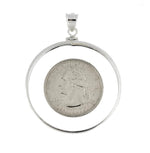 Lataa kuva Galleria-katseluun, Sterling Silver Coin Holder Bezel Pendant Charm Screw Top Holds 38.2mm x 3.1mm Coins
