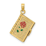 Load image into Gallery viewer, 14K Yellow Gold Enamel Love Flower Book Moveable 3D Pendant Charm
