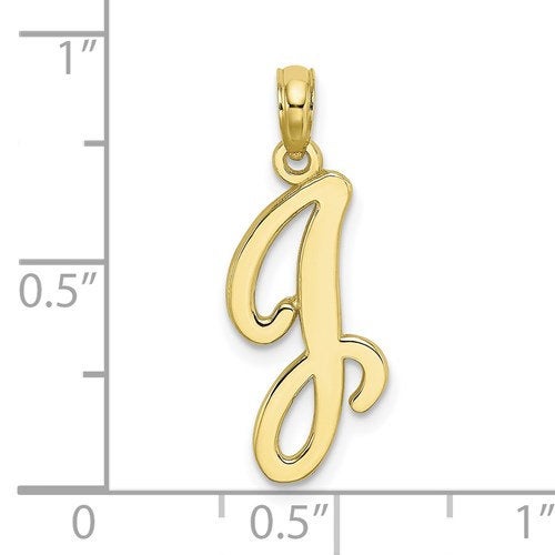 10K Yellow Gold Script Initial Letter J Cursive Alphabet Pendant Charm