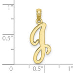Lataa kuva Galleria-katseluun, 10K Yellow Gold Script Initial Letter J Cursive Alphabet Pendant Charm
