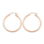 Charger l&#39;image dans la galerie, 14K Rose Gold 30mm x 2mm Classic Round Hoop Earrings
