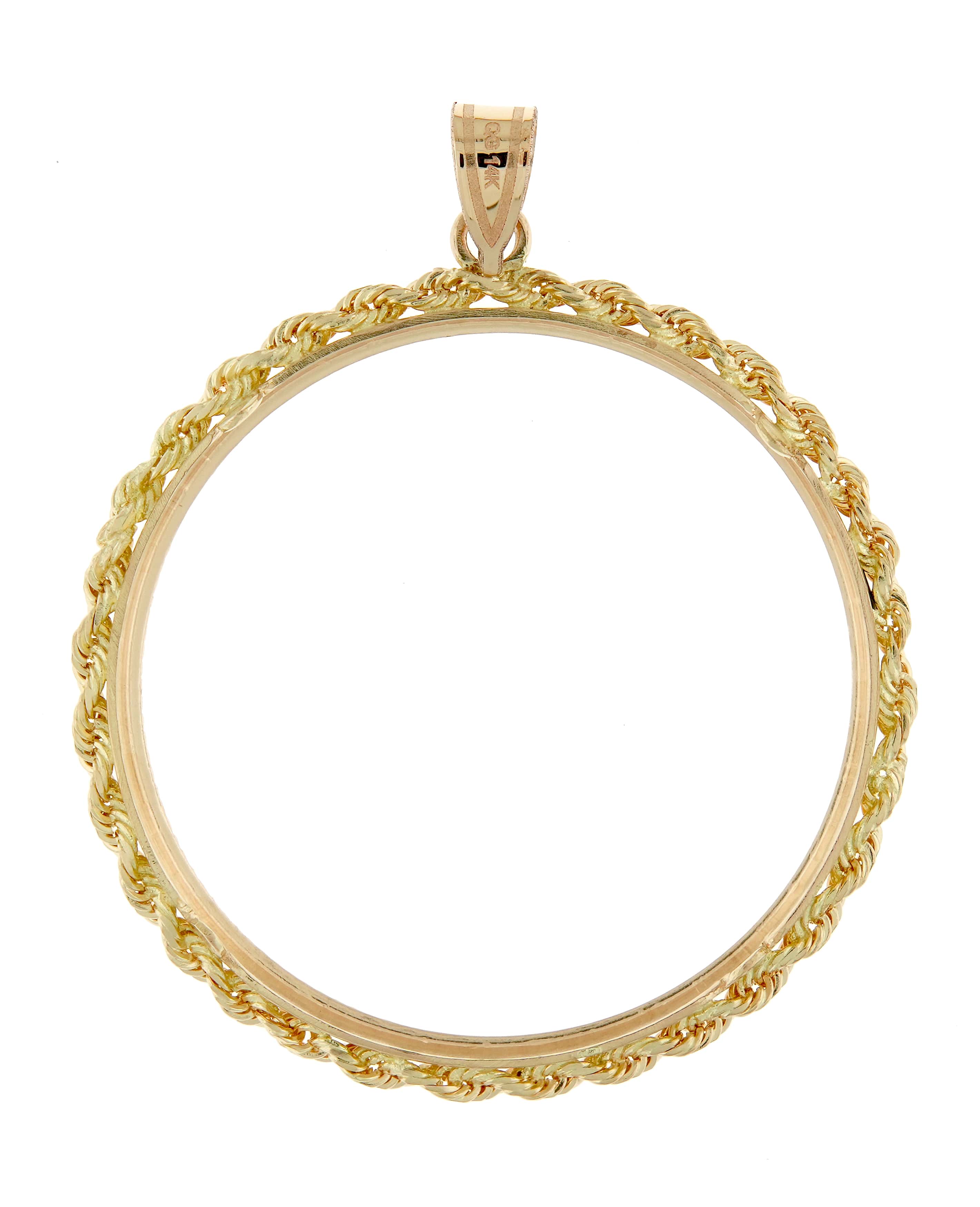 14K Yellow Gold 1 oz American Eagle U.S. $50 24K Buffalo 1 oz Cat 1 oz Krugerrand Coin Holder Prong Bezel Pendant Charm for 32.7mm Coins