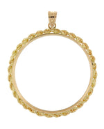 Charger l&#39;image dans la galerie, 14K Yellow Gold 1 oz American Eagle U.S. $50 24K Buffalo 1 oz Cat 1 oz Krugerrand Coin Holder Prong Bezel Pendant Charm for 32.7mm Coins
