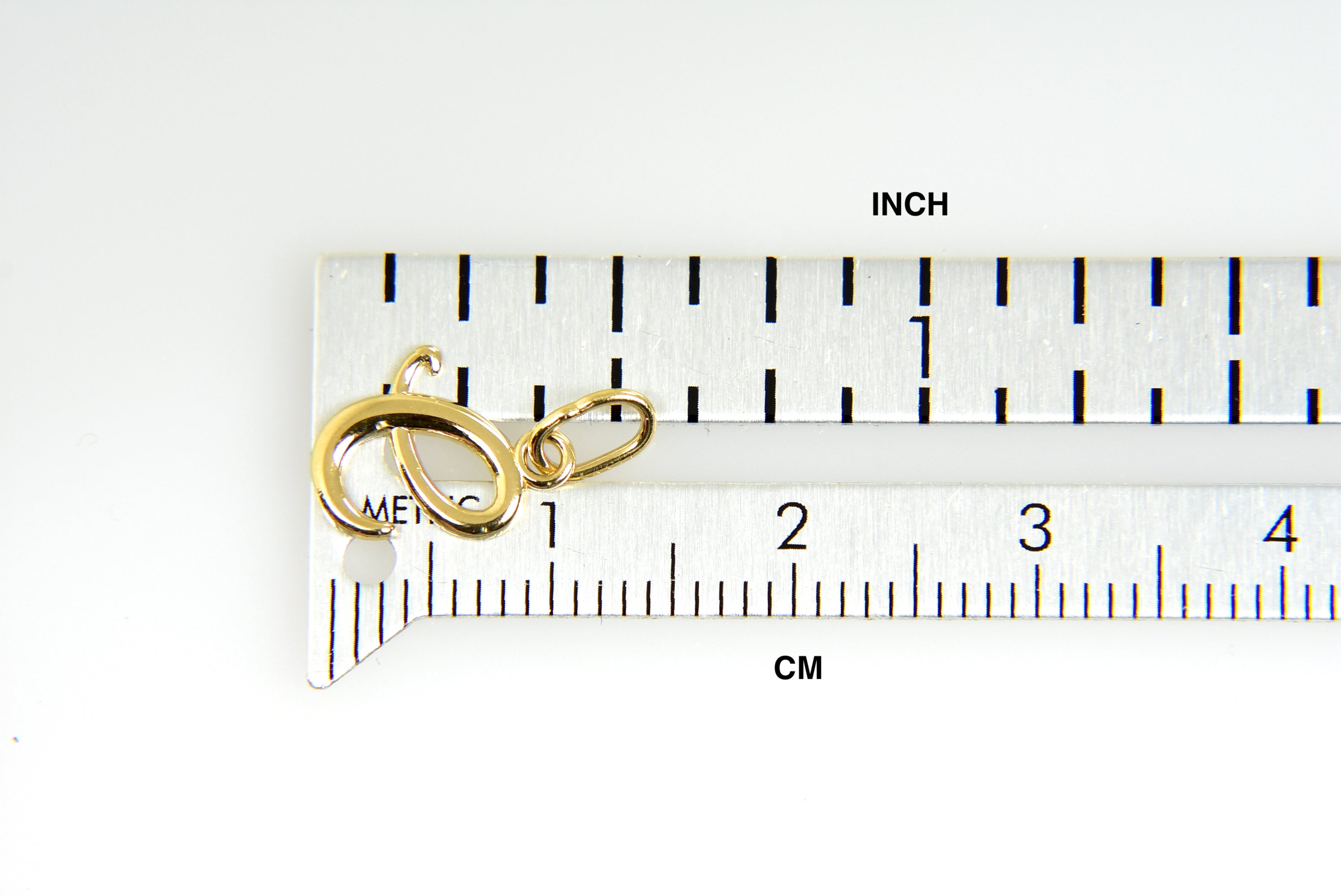 14K Yellow Gold Lowercase Initial Letter E Script Cursive Alphabet Pendant Charm