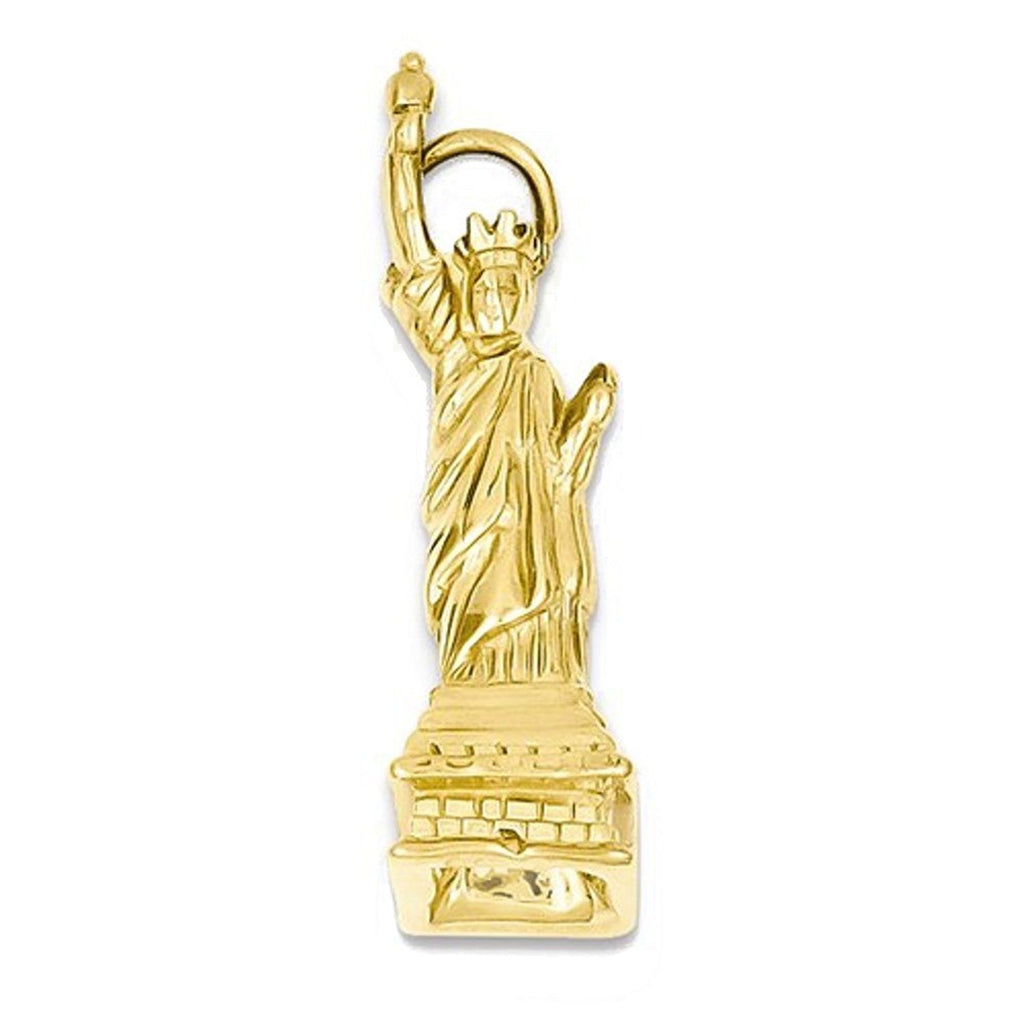 14k Yellow Gold New York Statue Liberty 3D Pendant Charm - [cklinternational]