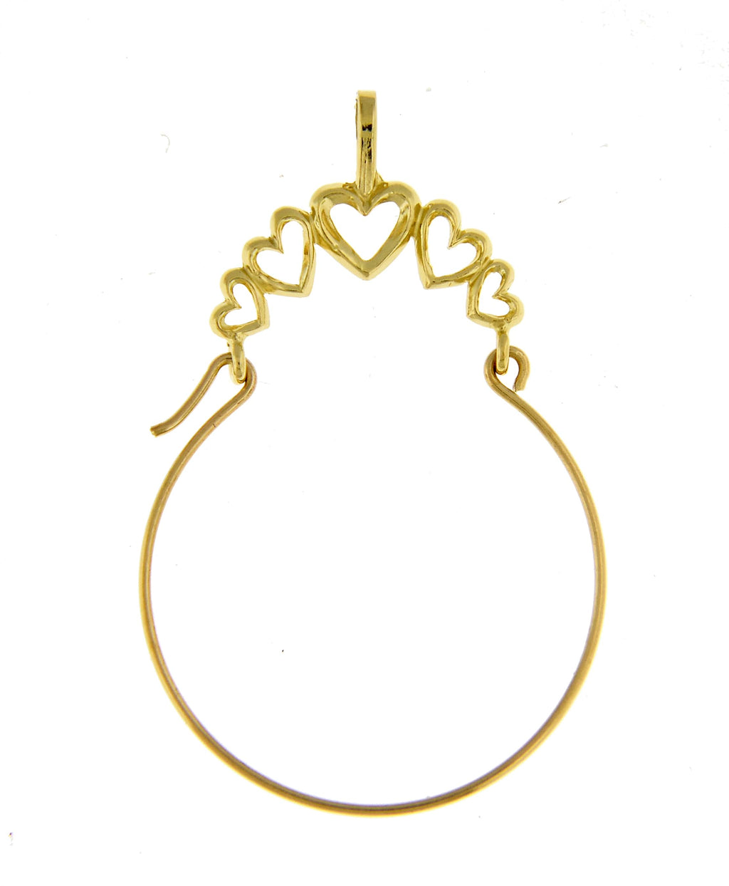 14k yellow gold hearts charm holder pendant