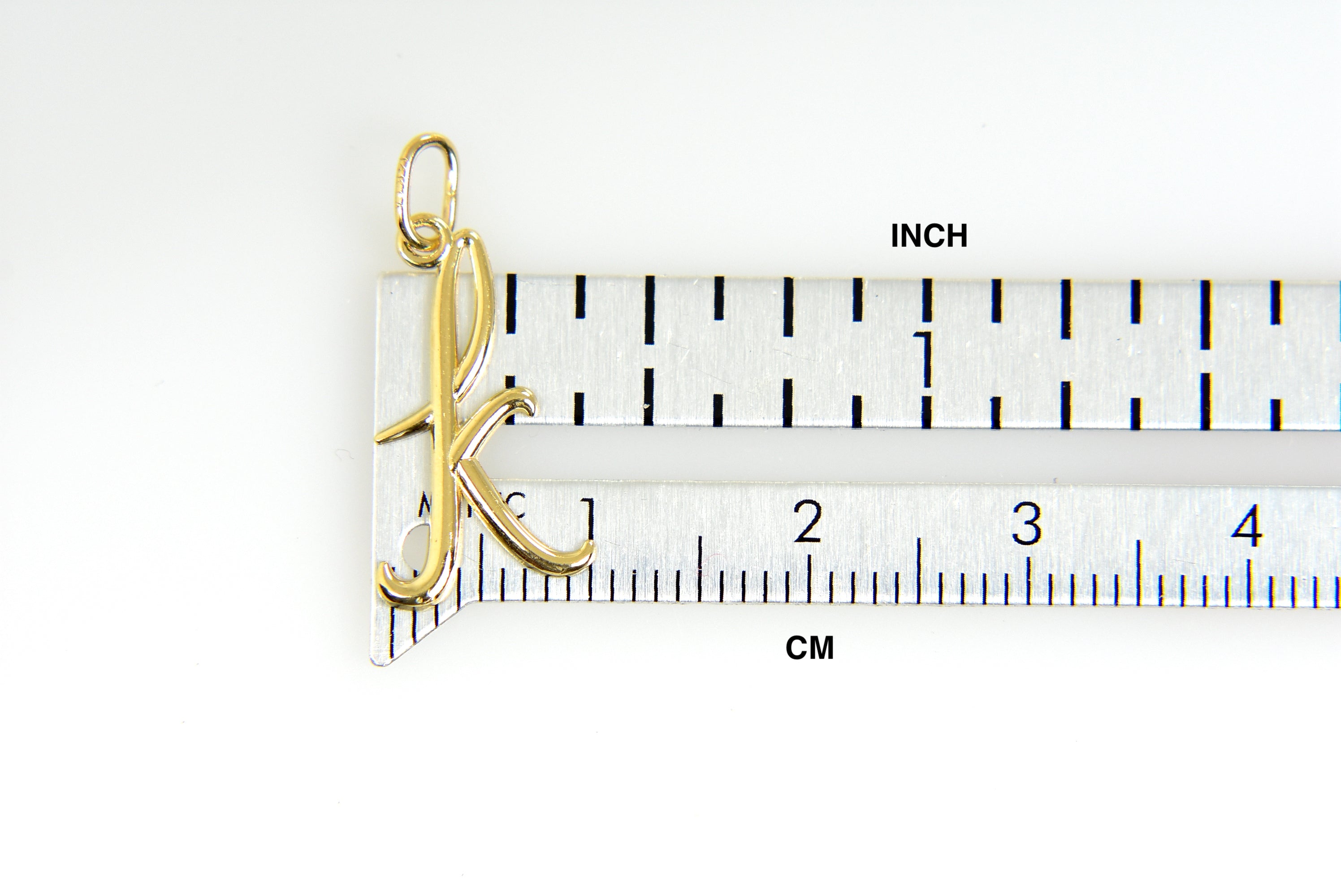 10K Yellow Gold Lowercase Initial Letter K Script Cursive Alphabet Pendant Charm