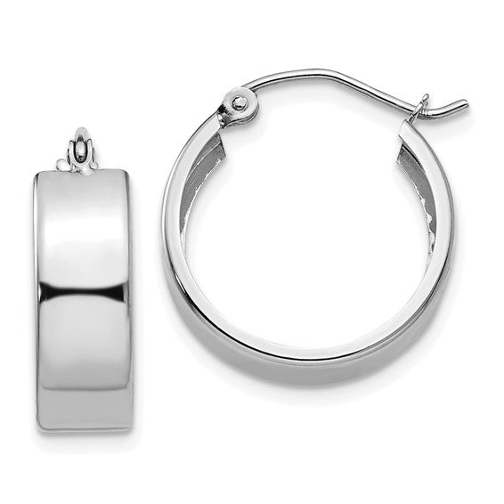 14K White Gold 17mm x 5.5mm Classic Round Hoop Earrings