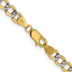 Załaduj obraz do przeglądarki galerii, 14K Yellow Gold with Rhodium 5.2mm Pavé Curb Bracelet Anklet Choker Necklace Pendant Chain with Lobster Clasp
