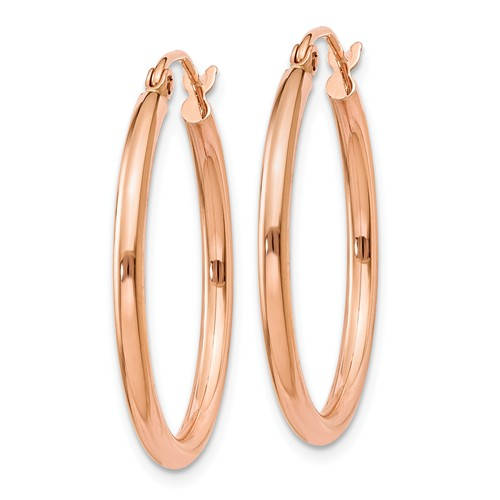 14K Rose Gold 25mm x 2mm Classic Round Hoop Earrings