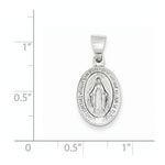 將圖片載入圖庫檢視器 14k White Gold Blessed Virgin Mary Miraculous Medal Oval Small Hollow Pendant Charm
